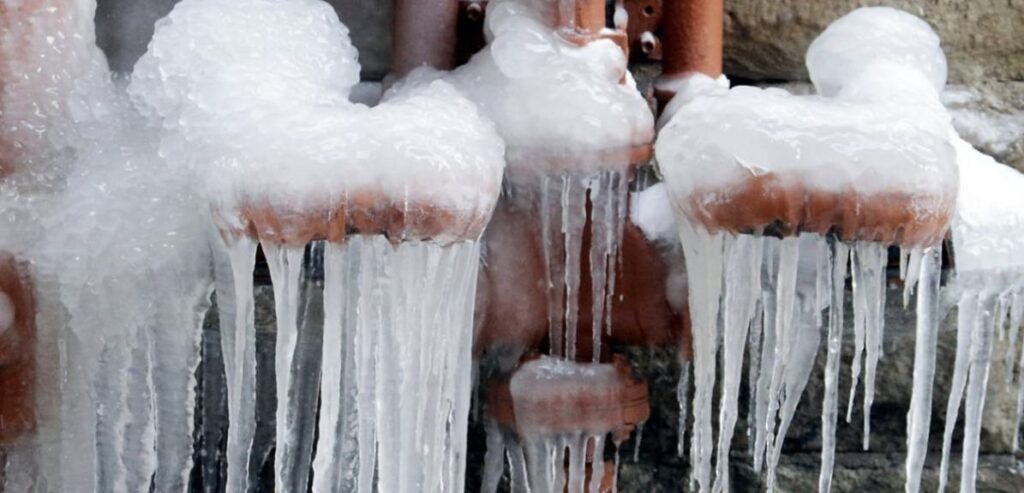 frozen ice on pipes